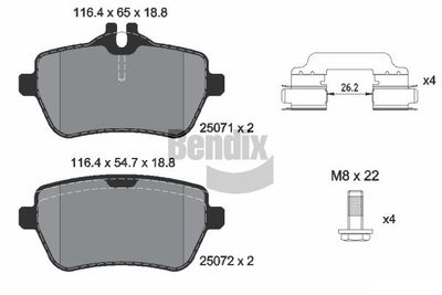 BPD2221 BENDIX Braking Комплект тормозных колодок, дисковый тормоз