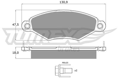 TX1215 TOMEX Brakes Комплект тормозных колодок, дисковый тормоз