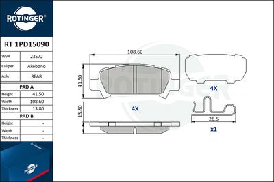 RT1PD15090 ROTINGER Комплект тормозных колодок, дисковый тормоз