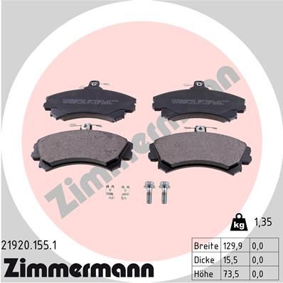 219201551 ZIMMERMANN Комплект тормозных колодок, дисковый тормоз