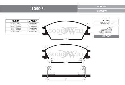 1050F GOODWILL Комплект тормозных колодок, дисковый тормоз
