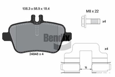 BPD1576 BENDIX Braking Комплект тормозных колодок, дисковый тормоз