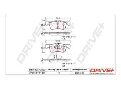 DP1010101069 Dr!ve+ Комплект тормозных колодок, дисковый тормоз