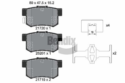 BPD1839 BENDIX Braking Комплект тормозных колодок, дисковый тормоз