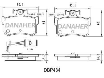 DBP434 DANAHER Комплект тормозных колодок, дисковый тормоз