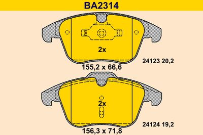 BA2314 BARUM Комплект тормозных колодок, дисковый тормоз