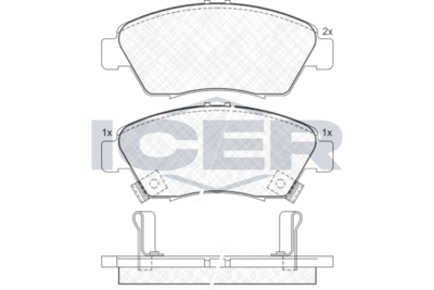 180959 ICER Комплект тормозных колодок, дисковый тормоз