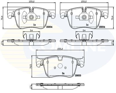 CBP02250 COMLINE Комплект тормозных колодок, дисковый тормоз