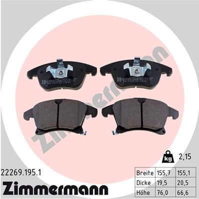 222691951 ZIMMERMANN Комплект тормозных колодок, дисковый тормоз