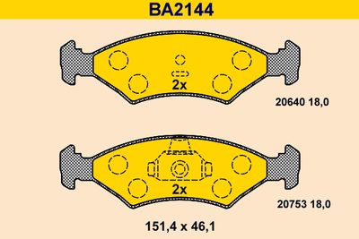 BA2144 BARUM Комплект тормозных колодок, дисковый тормоз