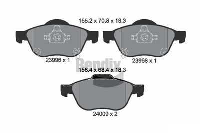 BPD2074 BENDIX Braking Комплект тормозных колодок, дисковый тормоз