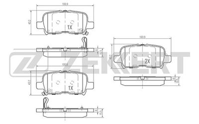 BS2158 ZEKKERT Комплект тормозных колодок, дисковый тормоз