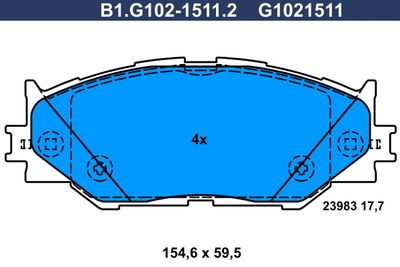 B1G10215112 GALFER Комплект тормозных колодок, дисковый тормоз