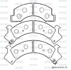 SN858P ADVICS Комплект тормозных колодок, дисковый тормоз