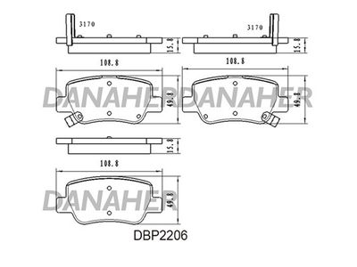 DBP2206 DANAHER Комплект тормозных колодок, дисковый тормоз