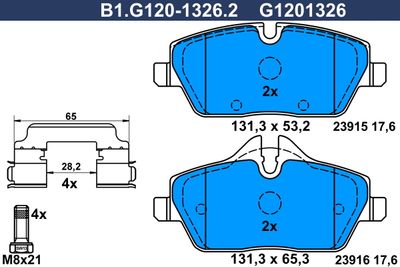 B1G12013262 GALFER Комплект тормозных колодок, дисковый тормоз