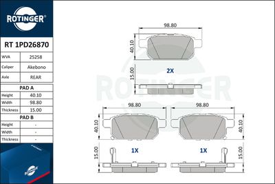 RT1PD26870 ROTINGER Комплект тормозных колодок, дисковый тормоз