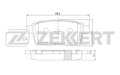 BS1229 ZEKKERT Комплект тормозных колодок, дисковый тормоз