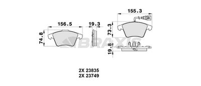 AB0353 BRAXIS Комплект тормозных колодок, дисковый тормоз