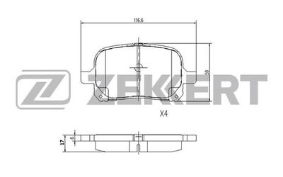 BS1116 ZEKKERT Комплект тормозных колодок, дисковый тормоз