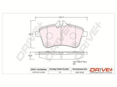 DP1010101061 Dr!ve+ Комплект тормозных колодок, дисковый тормоз