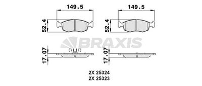 AB0135 BRAXIS Комплект тормозных колодок, дисковый тормоз