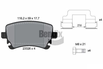 BPD1286 BENDIX Braking Комплект тормозных колодок, дисковый тормоз