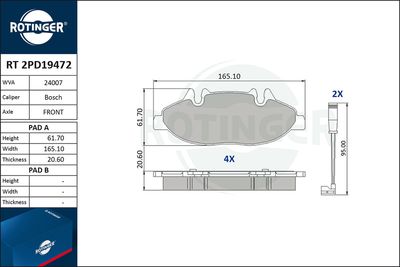 RT2PD19472 ROTINGER Комплект тормозных колодок, дисковый тормоз