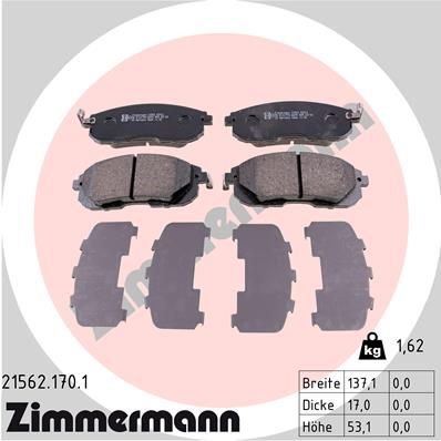 215621701 ZIMMERMANN Комплект тормозных колодок, дисковый тормоз