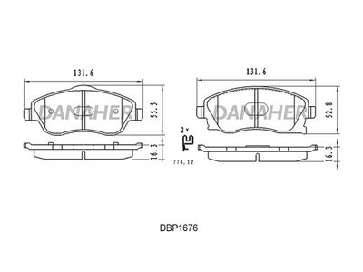 DBP1676 DANAHER Комплект тормозных колодок, дисковый тормоз