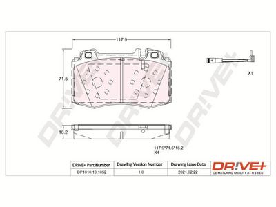 DP1010101052 Dr!ve+ Комплект тормозных колодок, дисковый тормоз