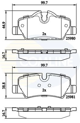 CBP02262 COMLINE Комплект тормозных колодок, дисковый тормоз