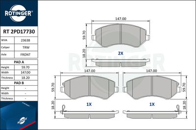 RT2PD17730 ROTINGER Комплект тормозных колодок, дисковый тормоз