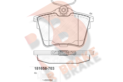 RB1658703 R BRAKE Комплект тормозных колодок, дисковый тормоз