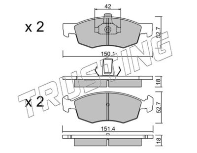 2832 TRUSTING Комплект тормозных колодок, дисковый тормоз