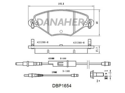 DBP1654 DANAHER Комплект тормозных колодок, дисковый тормоз