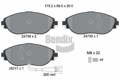 BPD1333 BENDIX Braking Комплект тормозных колодок, дисковый тормоз