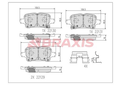 AA0655 BRAXIS Комплект тормозных колодок, дисковый тормоз