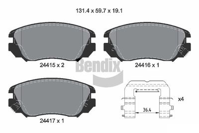 BPD1179 BENDIX Braking Комплект тормозных колодок, дисковый тормоз