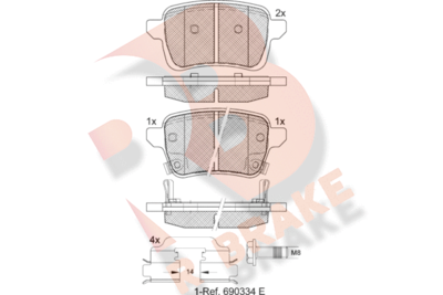 RB2170208 R BRAKE Комплект тормозных колодок, дисковый тормоз