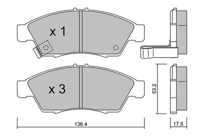 BPSZ1003 AISIN Комплект тормозных колодок, дисковый тормоз