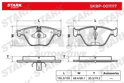 SKBP0011117 Stark Комплект тормозных колодок, дисковый тормоз