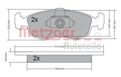 1170249 METZGER Комплект тормозных колодок, дисковый тормоз