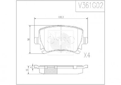 V361G02 NPS Комплект тормозных колодок, дисковый тормоз