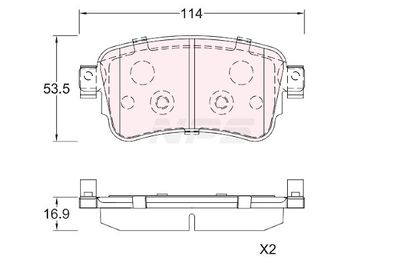 T361A44 NPS Комплект тормозных колодок, дисковый тормоз