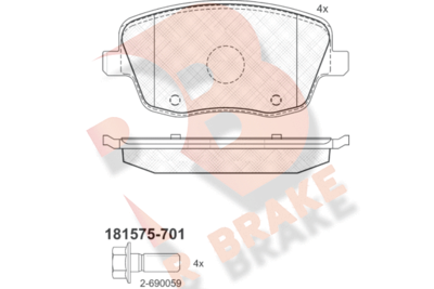 RB1575701 R BRAKE Комплект тормозных колодок, дисковый тормоз