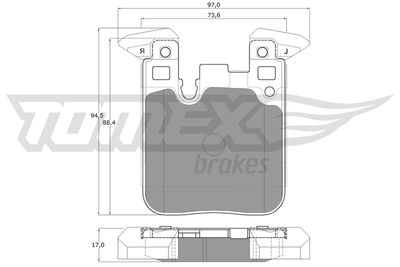 TX1847 TOMEX Brakes Комплект тормозных колодок, дисковый тормоз