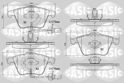 6216074 SASIC Комплект тормозных колодок, дисковый тормоз