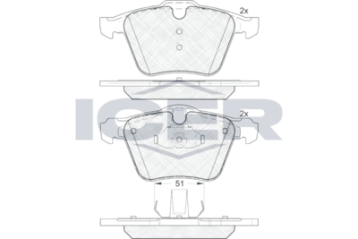 181805 ICER Комплект тормозных колодок, дисковый тормоз