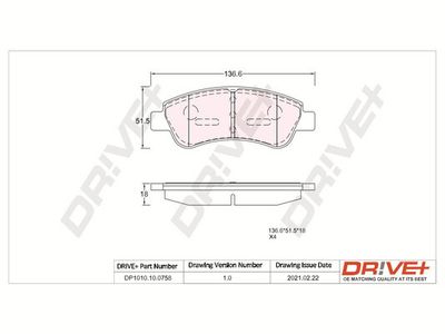 DP1010100758 Dr!ve+ Комплект тормозных колодок, дисковый тормоз